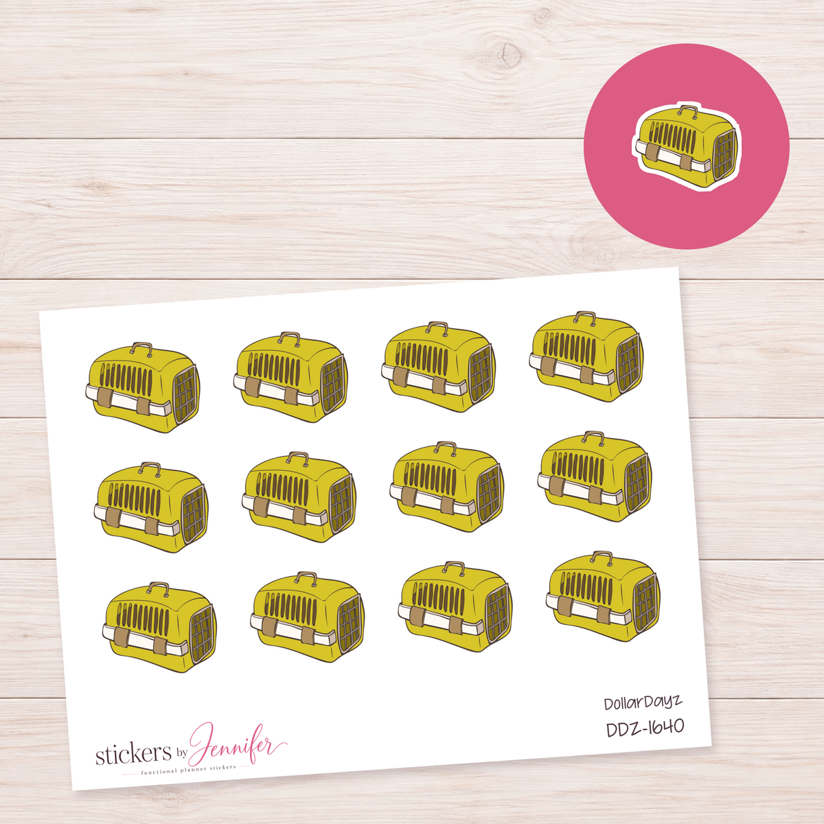 Yellow Pet Carrier Planner Stickers | DDZ-1640