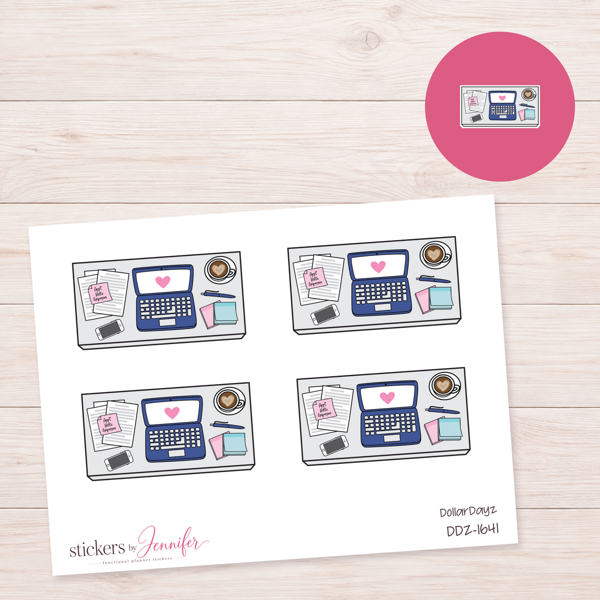 Blue Laptop Workspace Planner Stickers | DDZ-1641