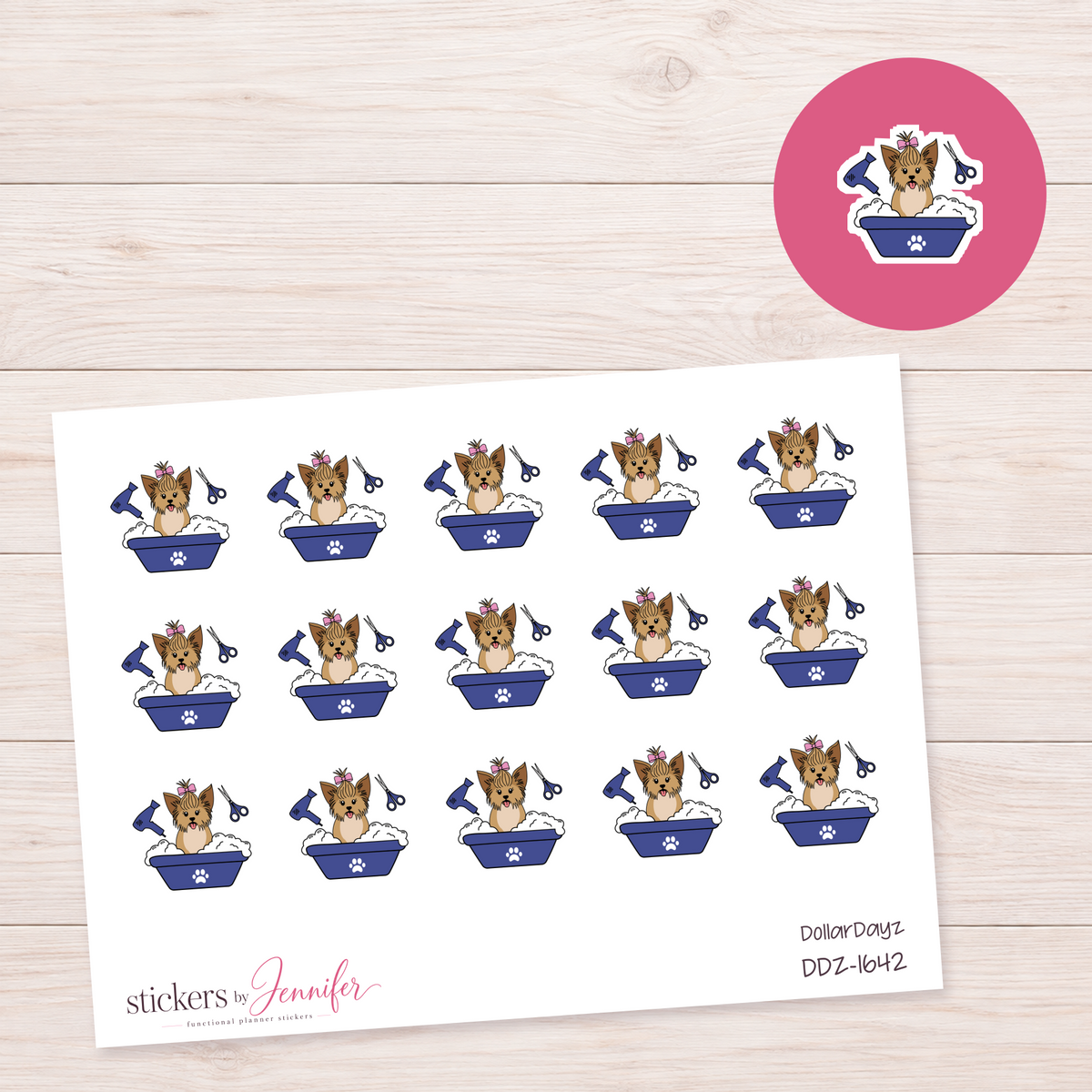 Blue Dog Grooming Bath Planner Stickers | DDZ-1642