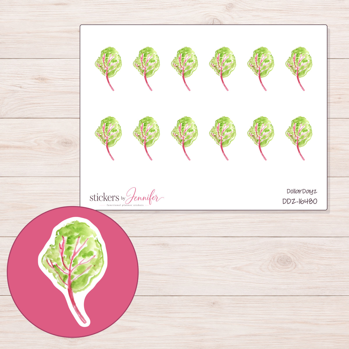 DDZ-16480 planner sticker sheet with enlarged sticker detail