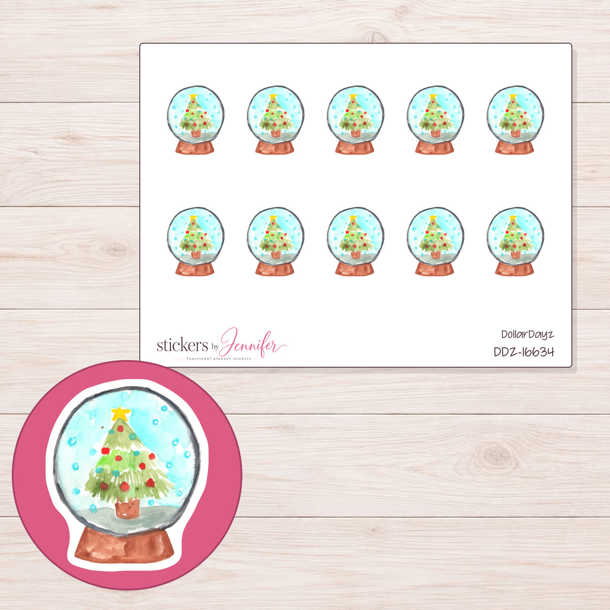 DDZ-16634 planner sticker sheet with enlarged sticker detail