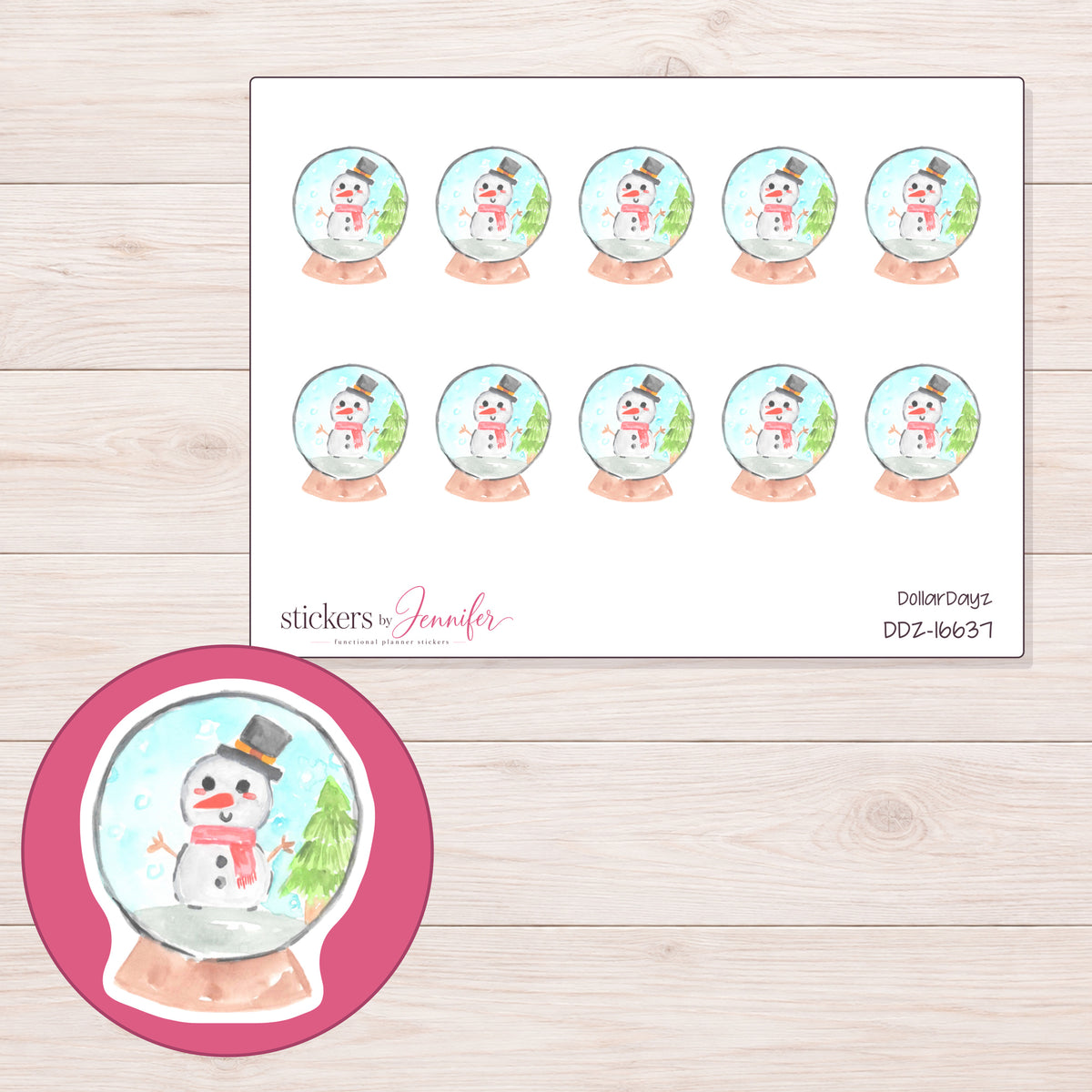 DDZ-16637 planner sticker sheet with enlarged sticker detail