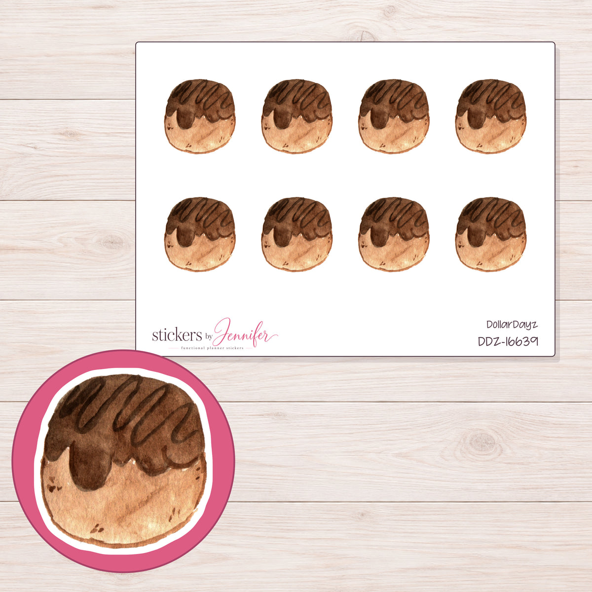 DDZ-16639 planner sticker sheet with enlarged sticker detail