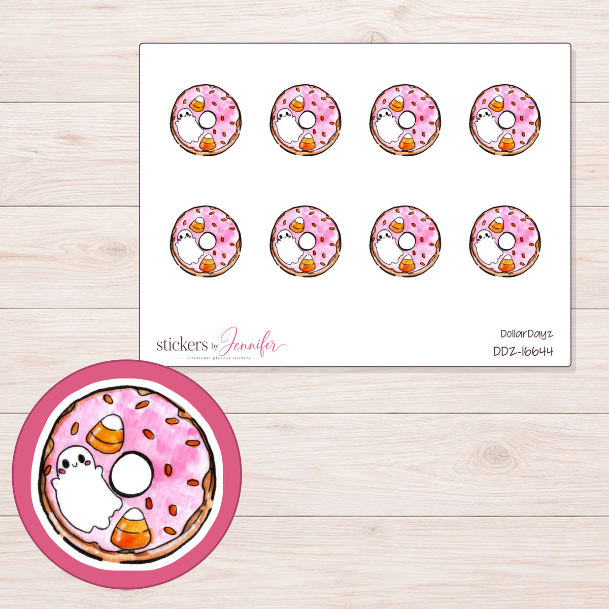 DDZ-16644 planner sticker sheet with enlarged sticker detail
