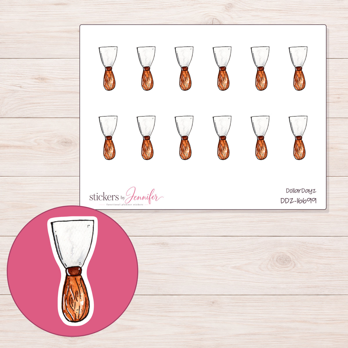 DDZ-16699 planner sticker sheet with enlarged sticker detail