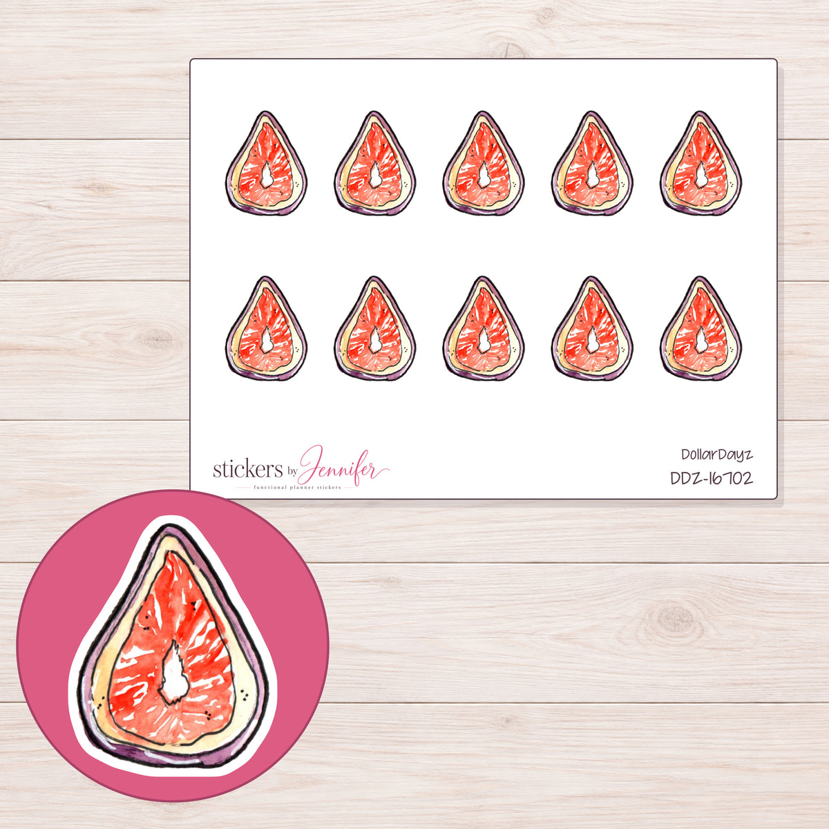 DDZ-16702 planner sticker sheet with enlarged sticker detail