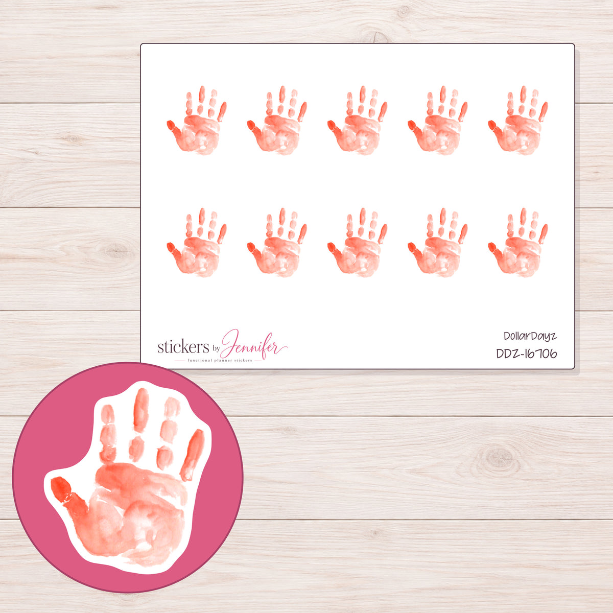 DDZ-16706 planner sticker sheet with enlarged sticker detail