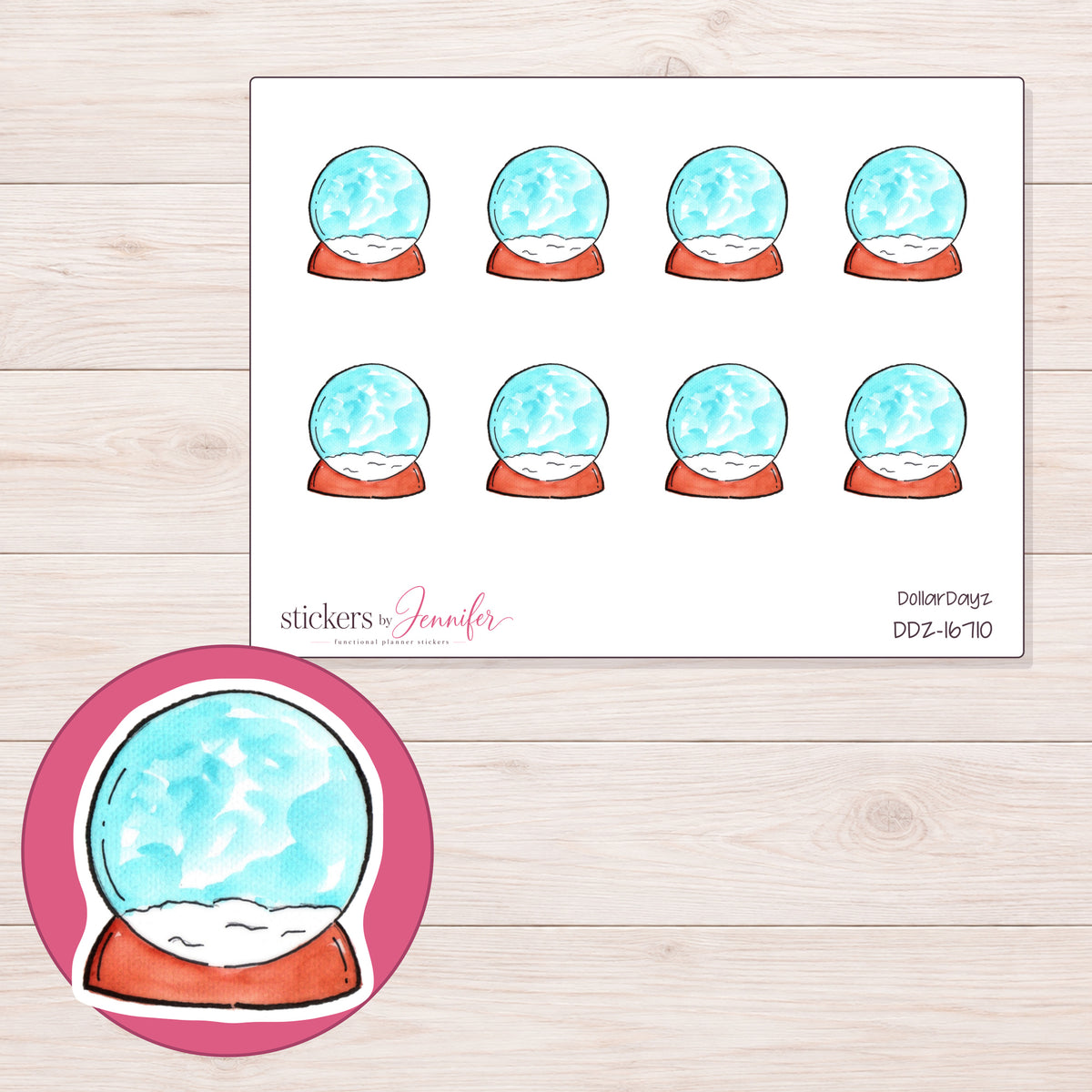 DDZ-16710 planner sticker sheet with enlarged sticker detail