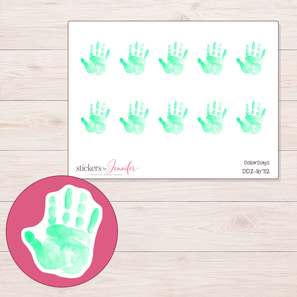 DDZ-16712 planner sticker sheet with enlarged sticker detail