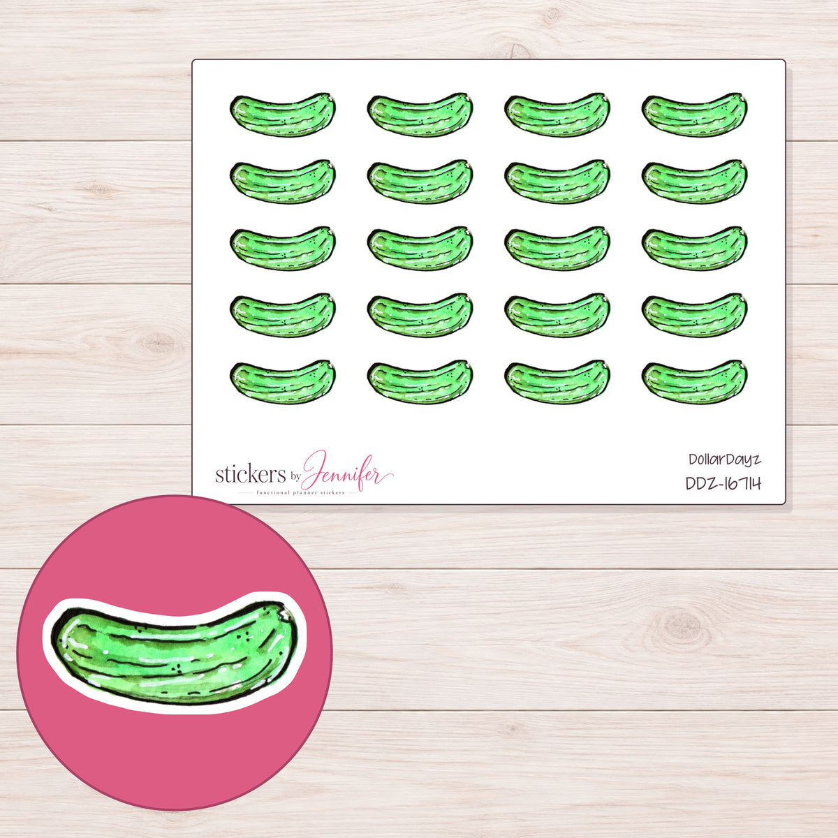 DDZ-16714 planner sticker sheet with enlarged sticker detail