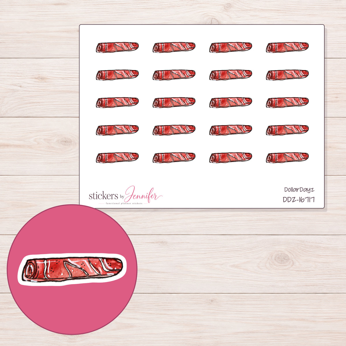 DDZ-16717 planner sticker sheet with enlarged sticker detail