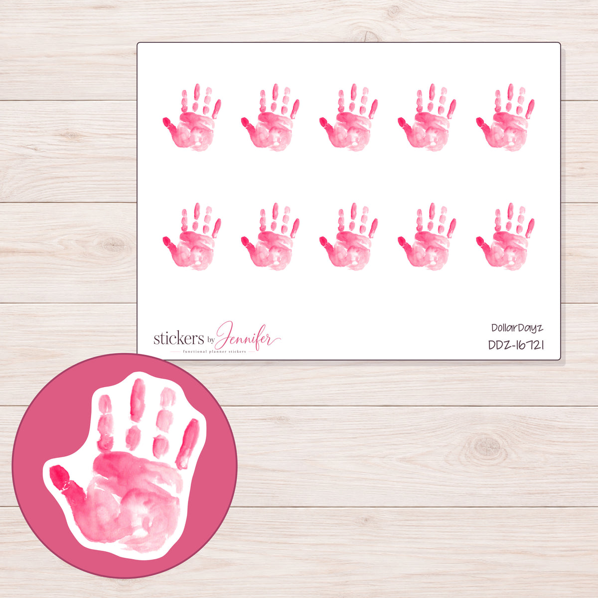 DDZ-16721 planner sticker sheet with enlarged sticker detail