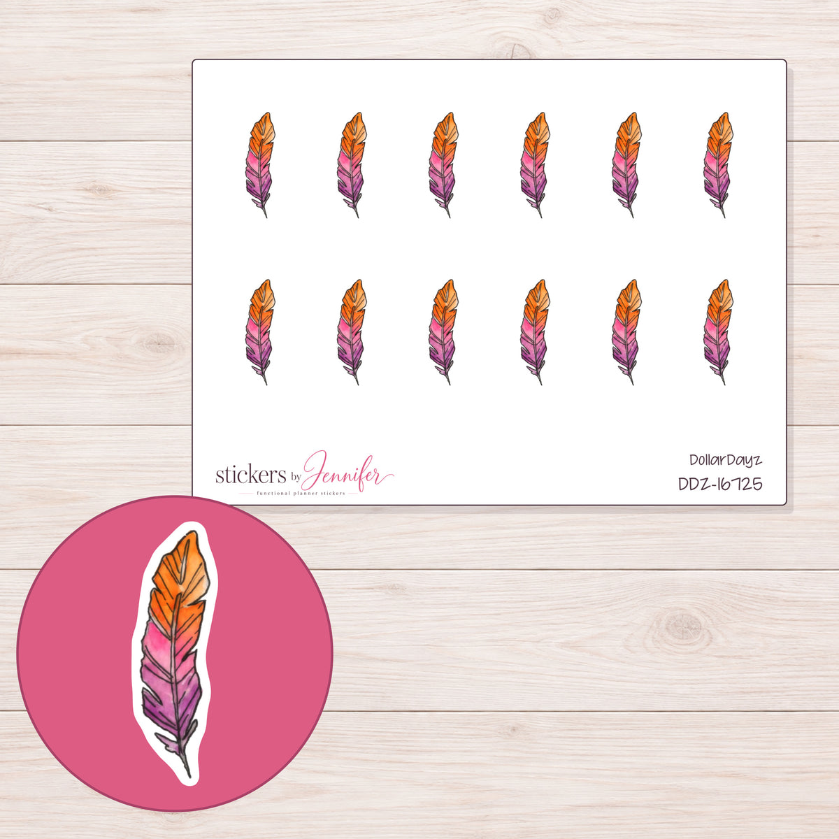 DDZ-16725 planner sticker sheet with enlarged sticker detail