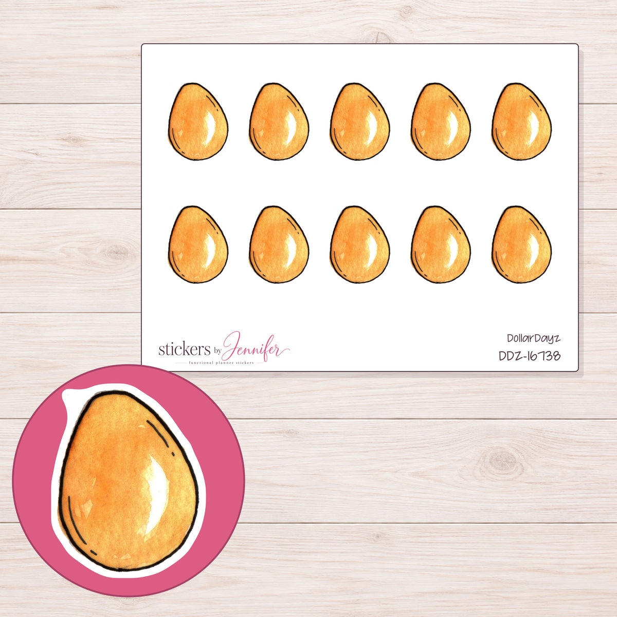 DDZ-16738 planner sticker sheet with enlarged sticker detail