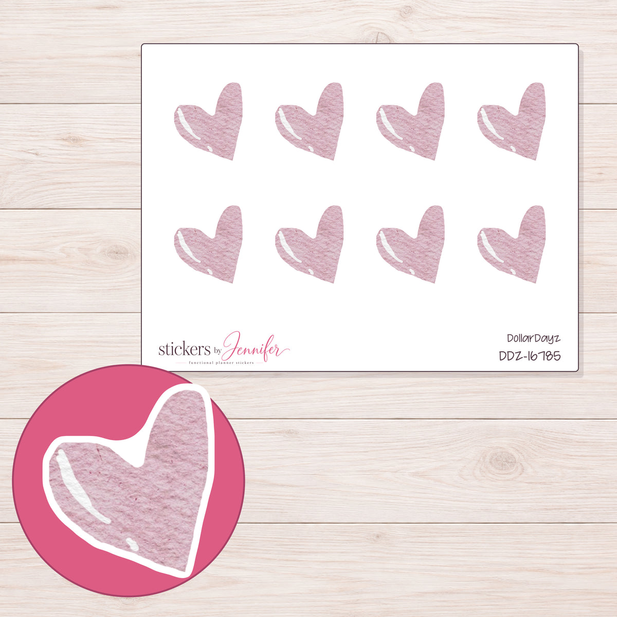 DDZ-16785 planner sticker sheet with enlarged sticker detail