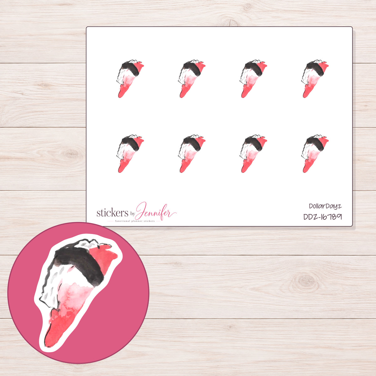 DDZ-16789 planner sticker sheet with enlarged sticker detail