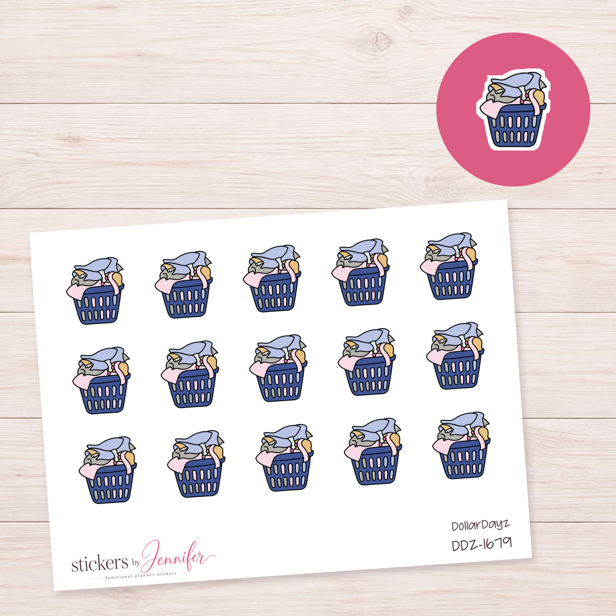 Blue Laundry Basket Planner Stickers | DDZ-1679