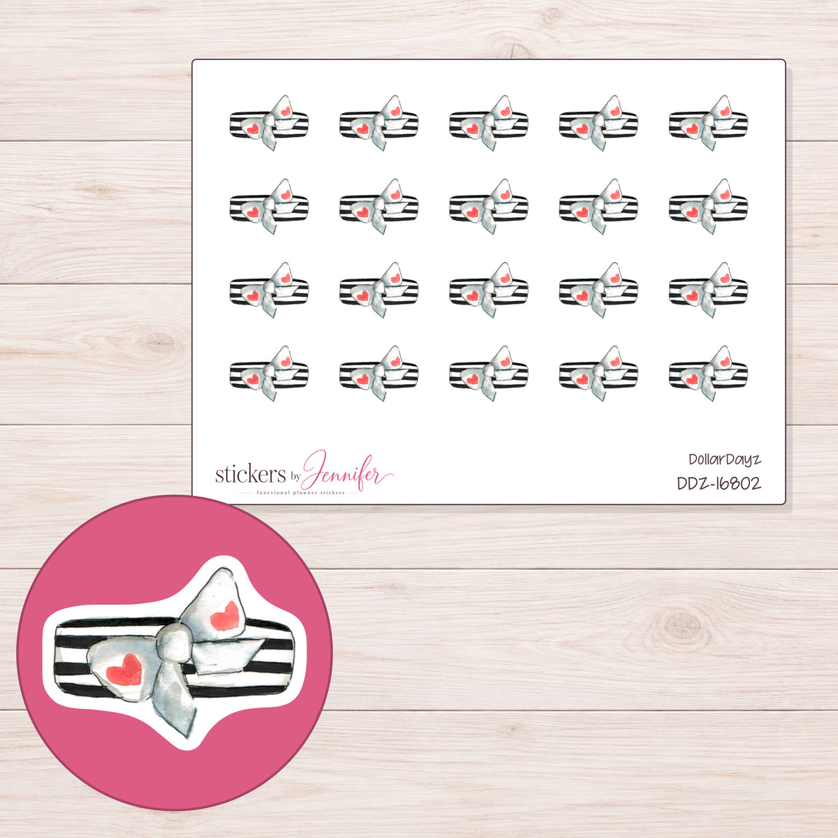 DDZ-16802 planner sticker sheet with enlarged sticker detail