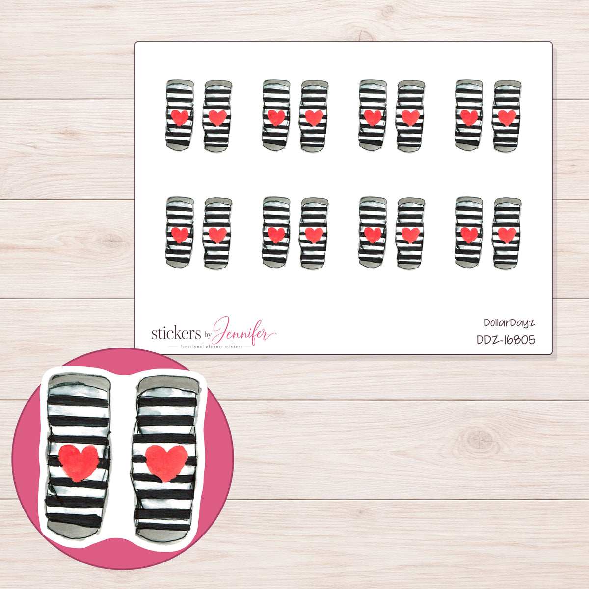 DDZ-16805 planner sticker sheet with enlarged sticker detail