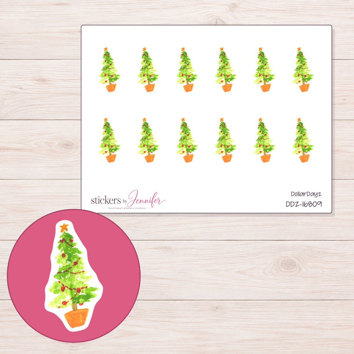 DDZ-16809 planner sticker sheet with enlarged sticker detail