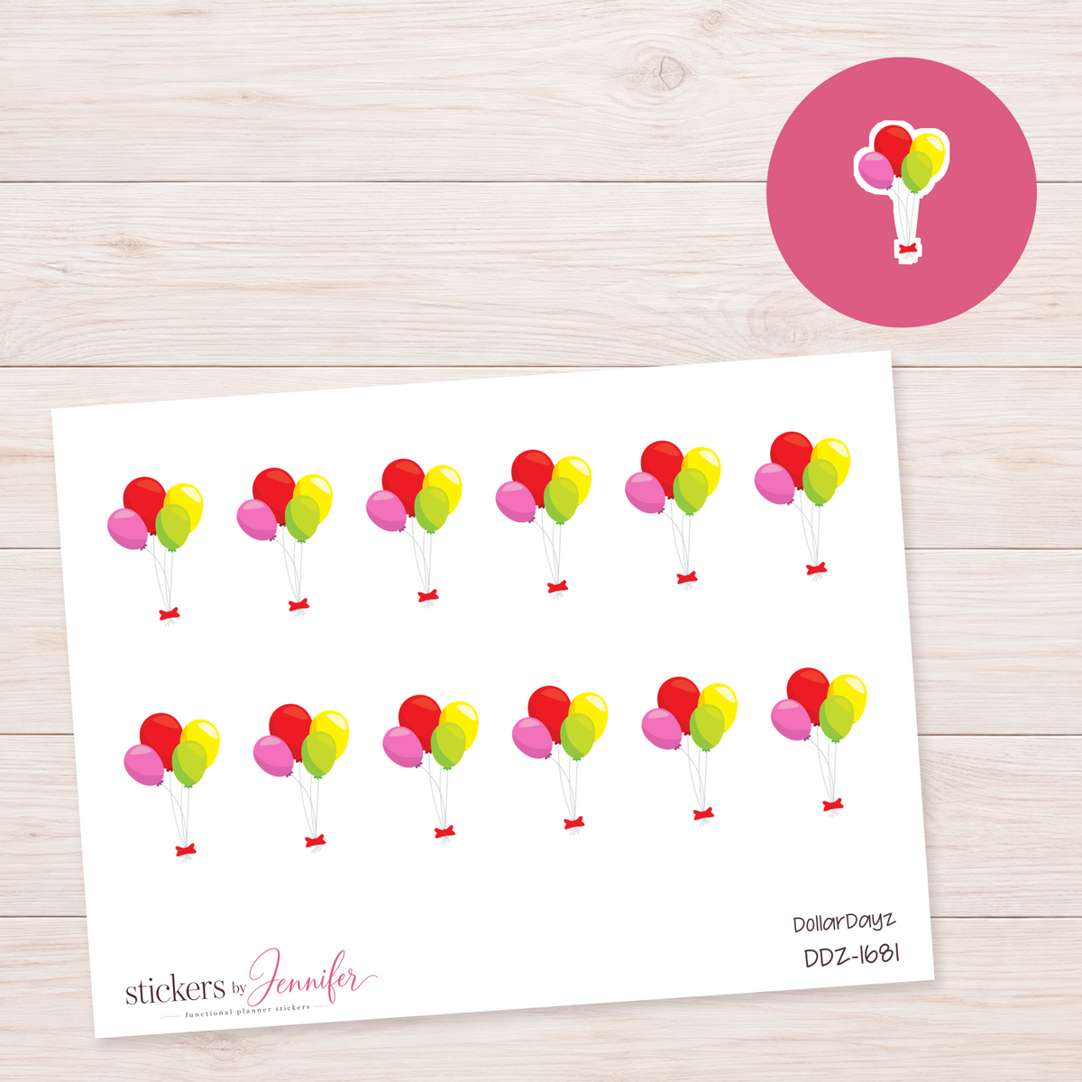 Colorful Balloon Bunch Planner Stickers | DDZ-1681