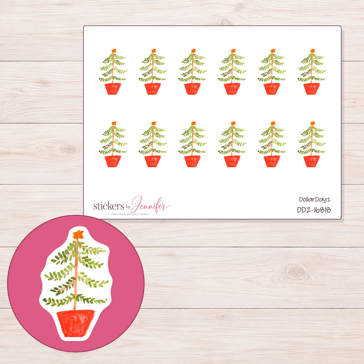 DDZ-16818 planner sticker sheet with enlarged sticker detail