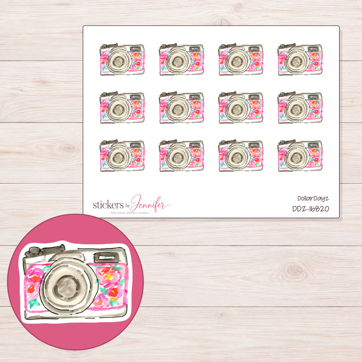 DDZ-16820 planner sticker sheet with enlarged sticker detail
