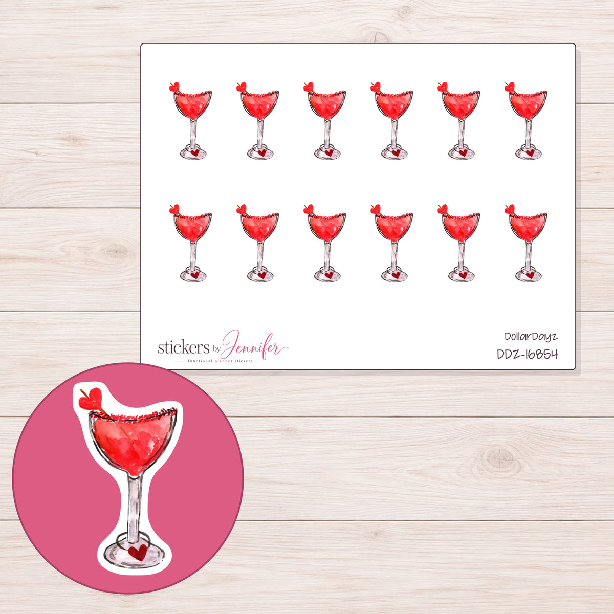 DDZ-16854 planner sticker sheet with enlarged sticker detail