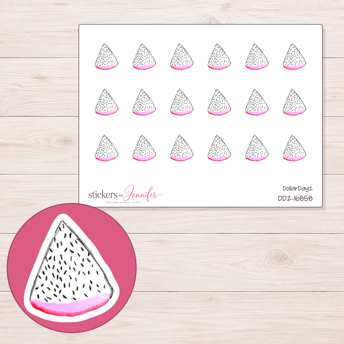 DDZ-16858 planner sticker sheet with enlarged sticker detail