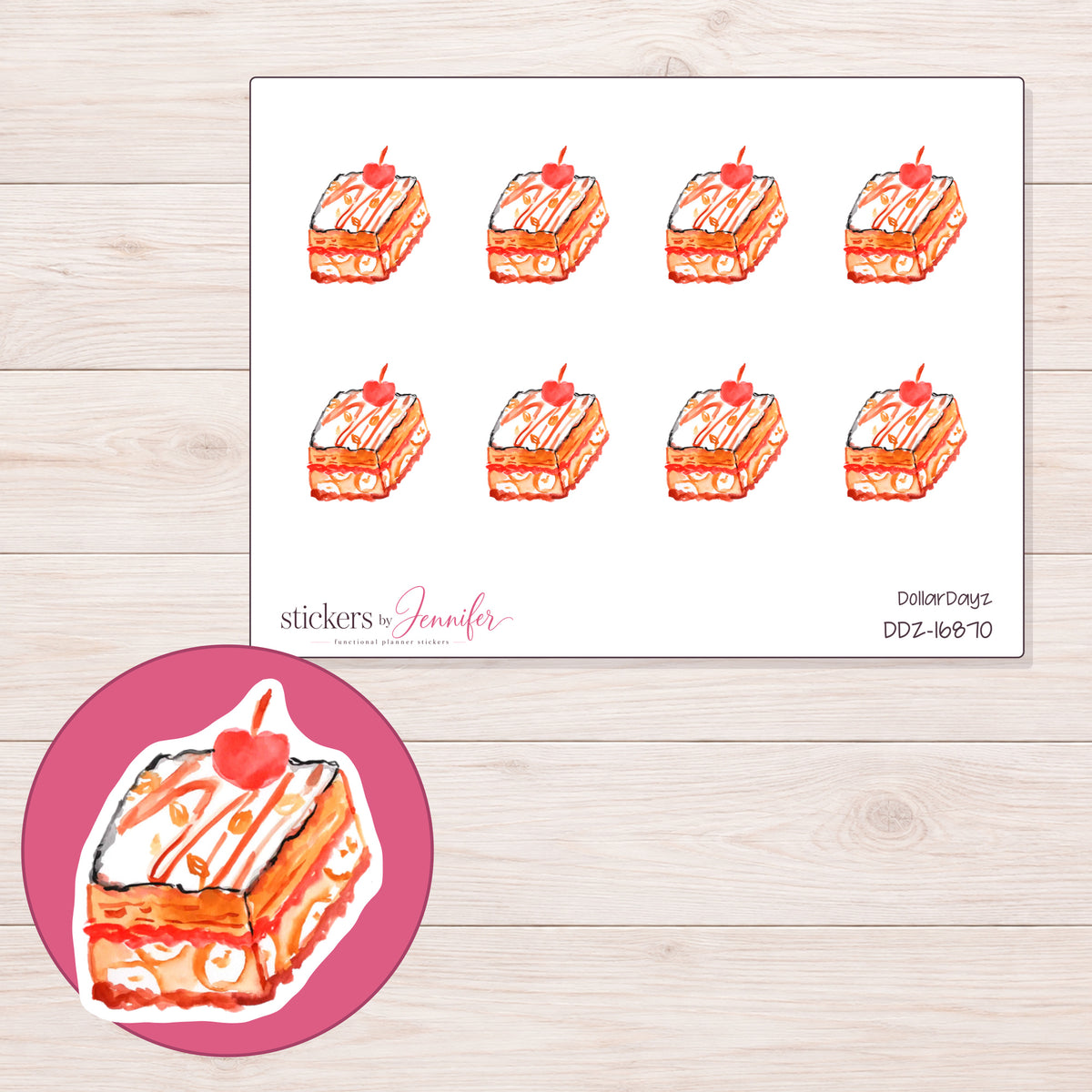 DDZ-16870 planner sticker sheet with enlarged sticker detail