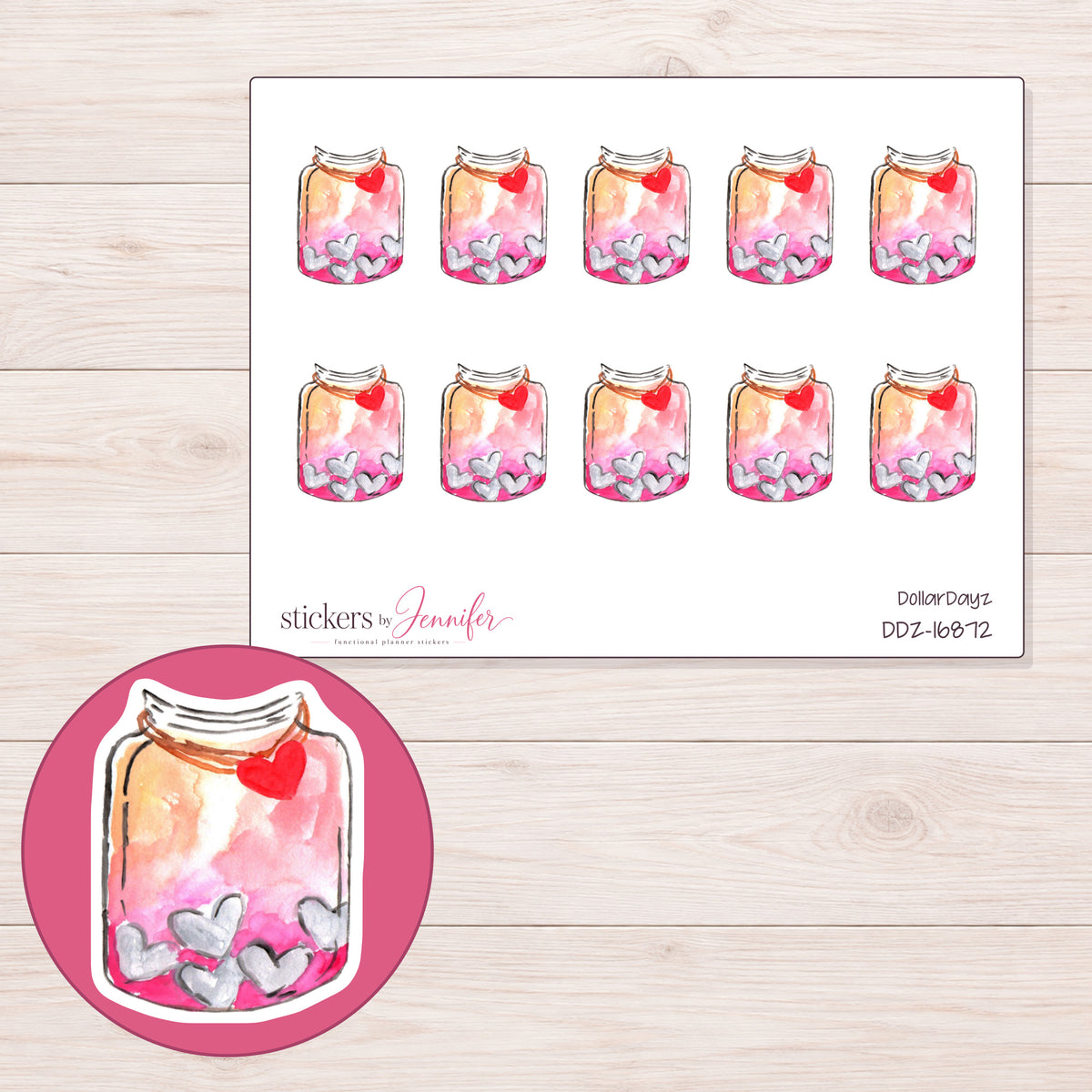 DDZ-16872 planner sticker sheet with enlarged sticker detail