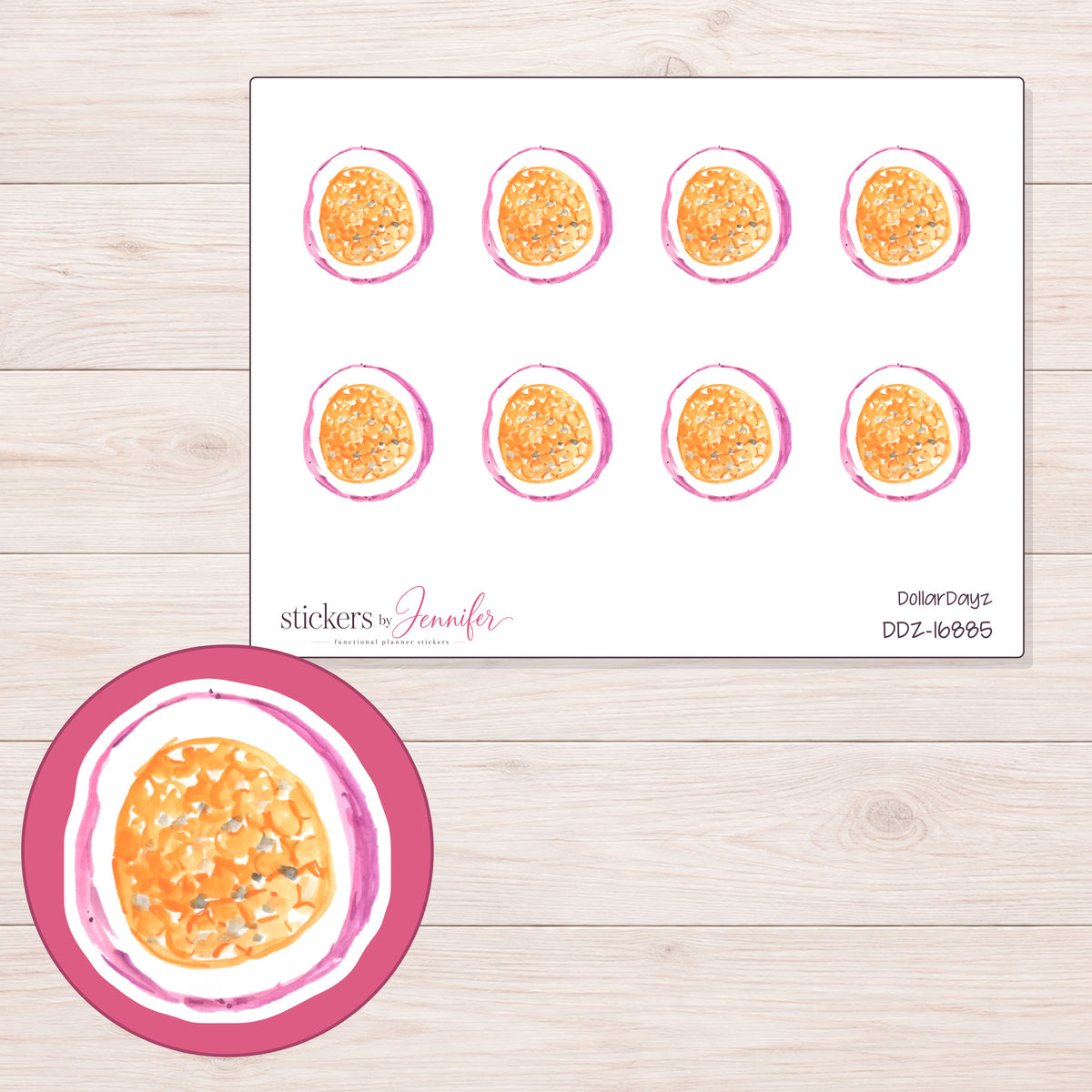 DDZ-16885 planner sticker sheet with enlarged sticker detail