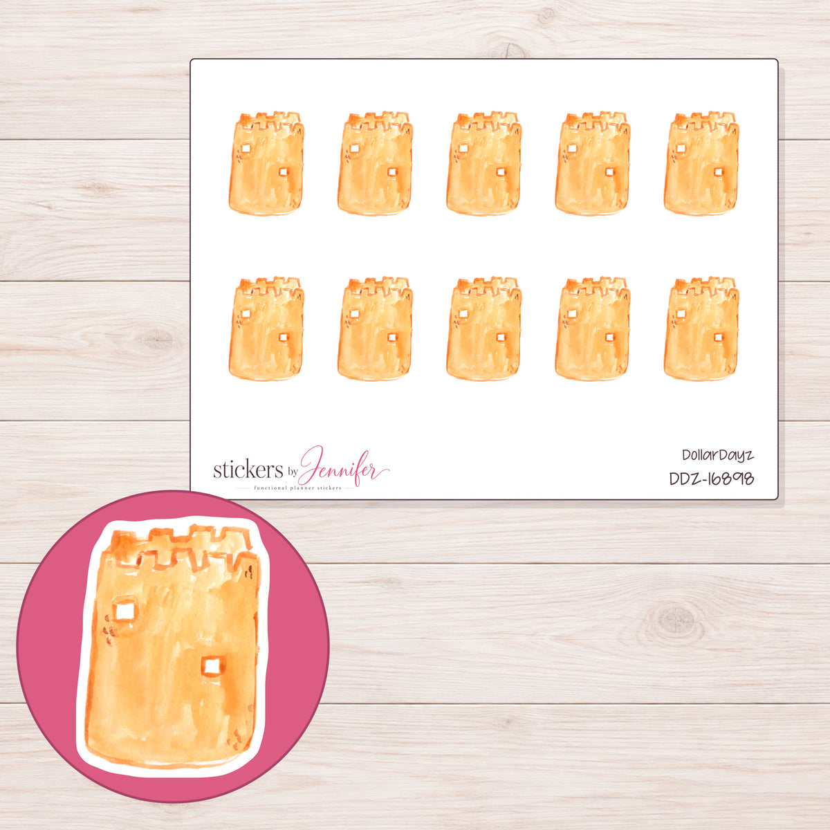 DDZ-16898 planner sticker sheet with enlarged sticker detail