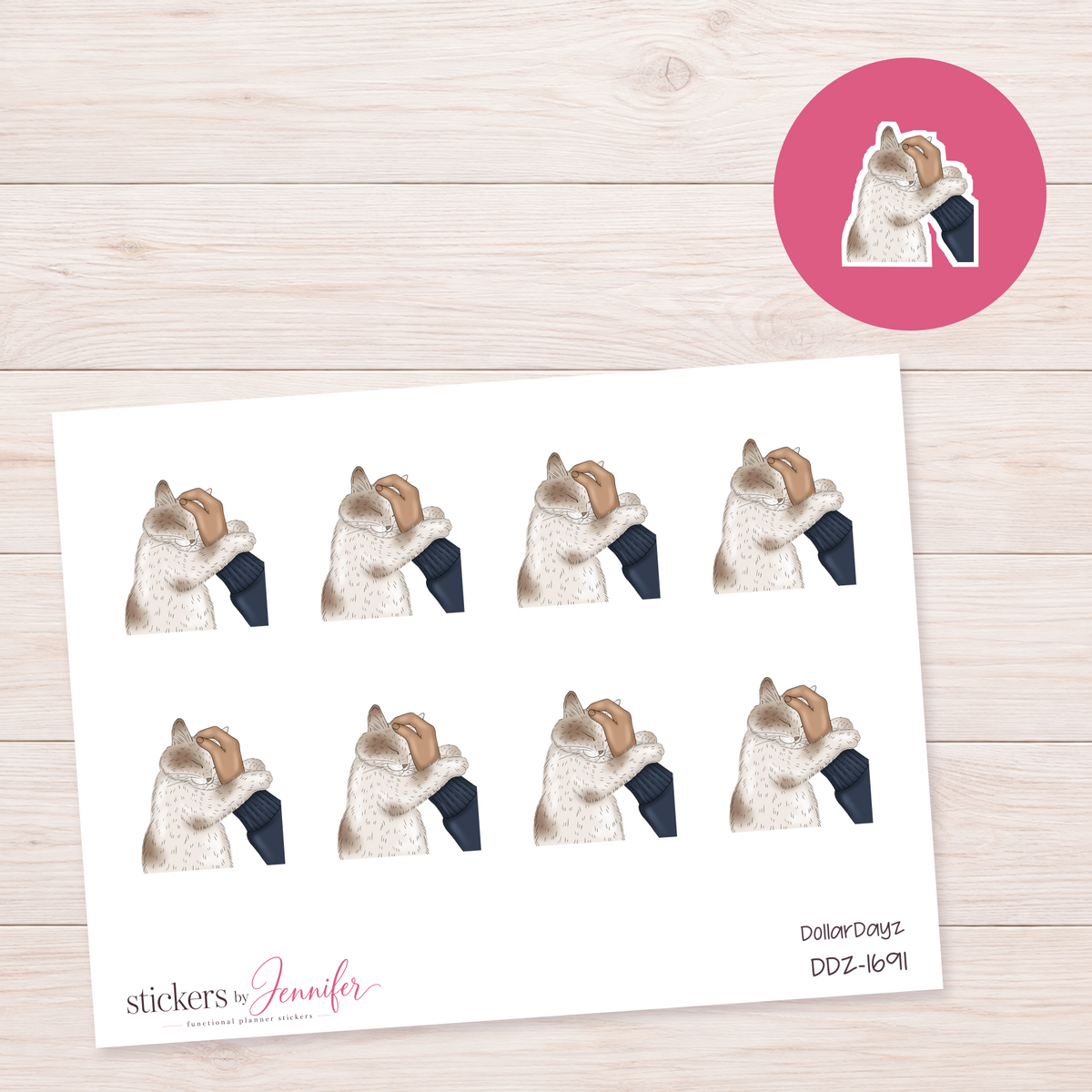 Petting a Cream Cat Planner Stickers | DDZ-1691