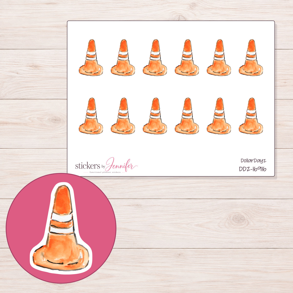 DDZ-16916 planner sticker sheet with enlarged sticker detail