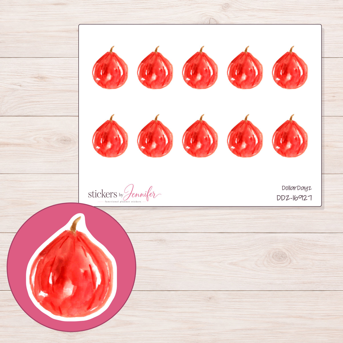 DDZ-16927 planner sticker sheet with enlarged sticker detail