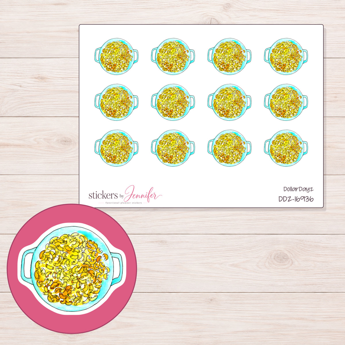 DDZ-16936 planner sticker sheet with enlarged sticker detail