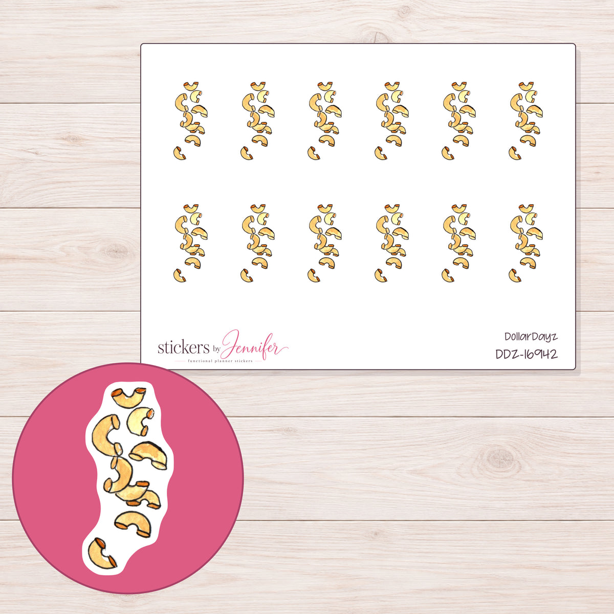 DDZ-16942 planner sticker sheet with enlarged sticker detail