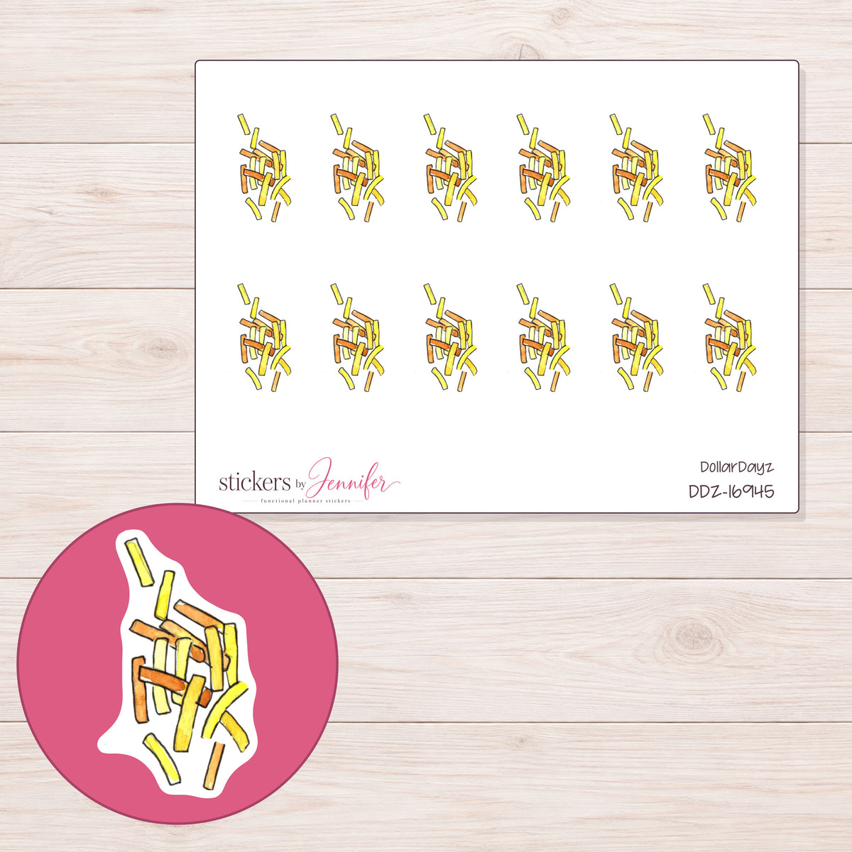 DDZ-16945 planner sticker sheet with enlarged sticker detail