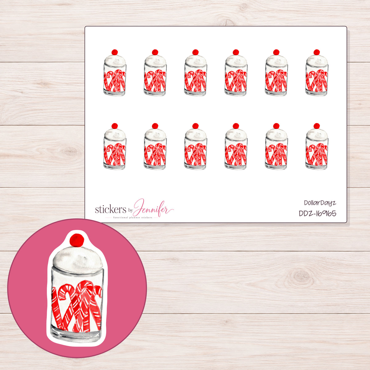DDZ-16965 planner sticker sheet with enlarged sticker detail