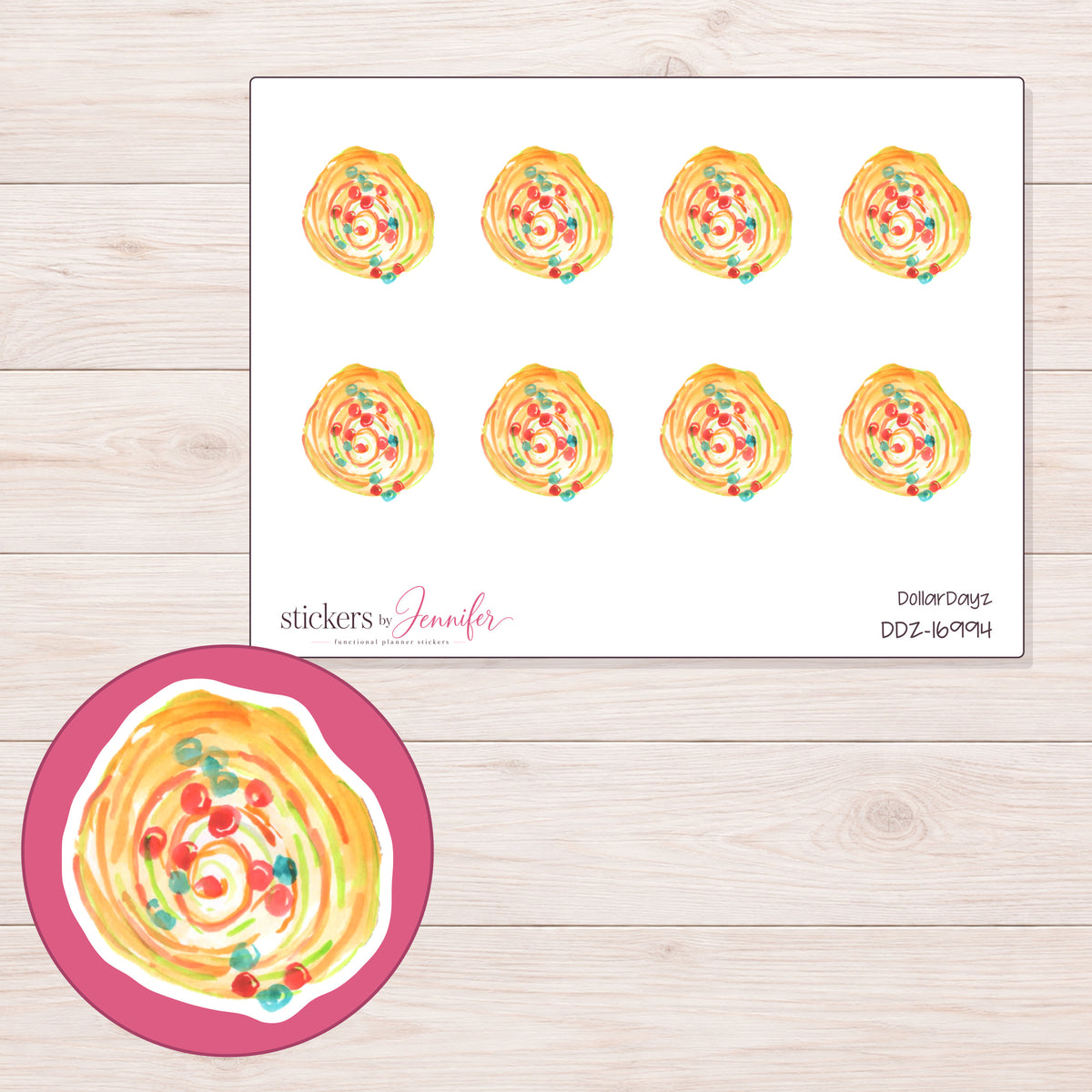 DDZ-16994 planner sticker sheet with enlarged sticker detail