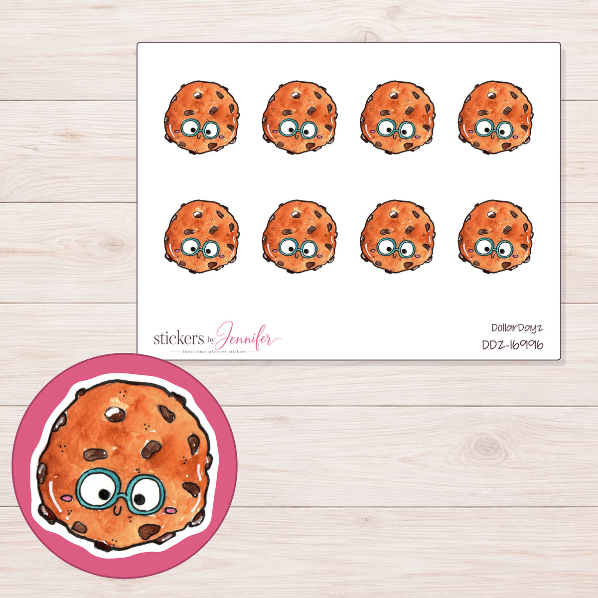 DDZ-16996 planner sticker sheet with enlarged sticker detail