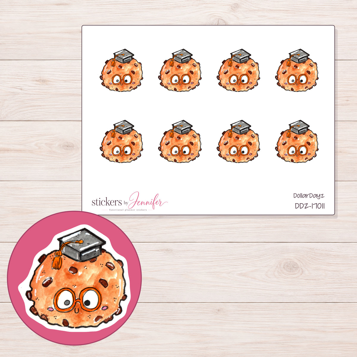 DDZ-17011 planner sticker sheet with enlarged sticker detail