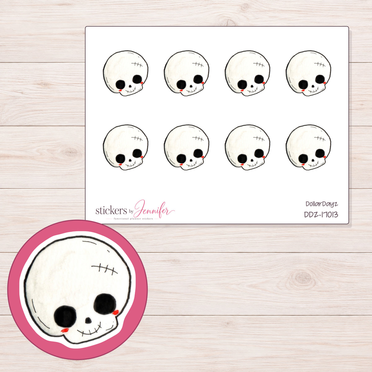 DDZ-17013 planner sticker sheet with enlarged sticker detail