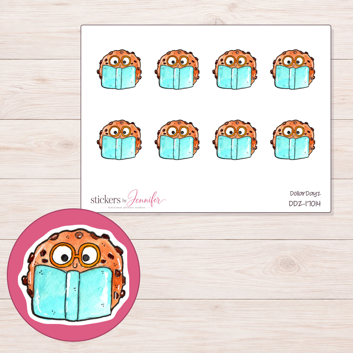 DDZ-17014 planner sticker sheet with enlarged sticker detail