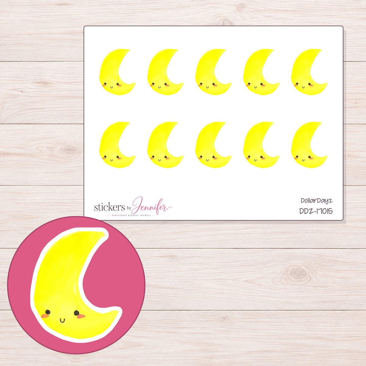 DDZ-17015 planner sticker sheet with enlarged sticker detail