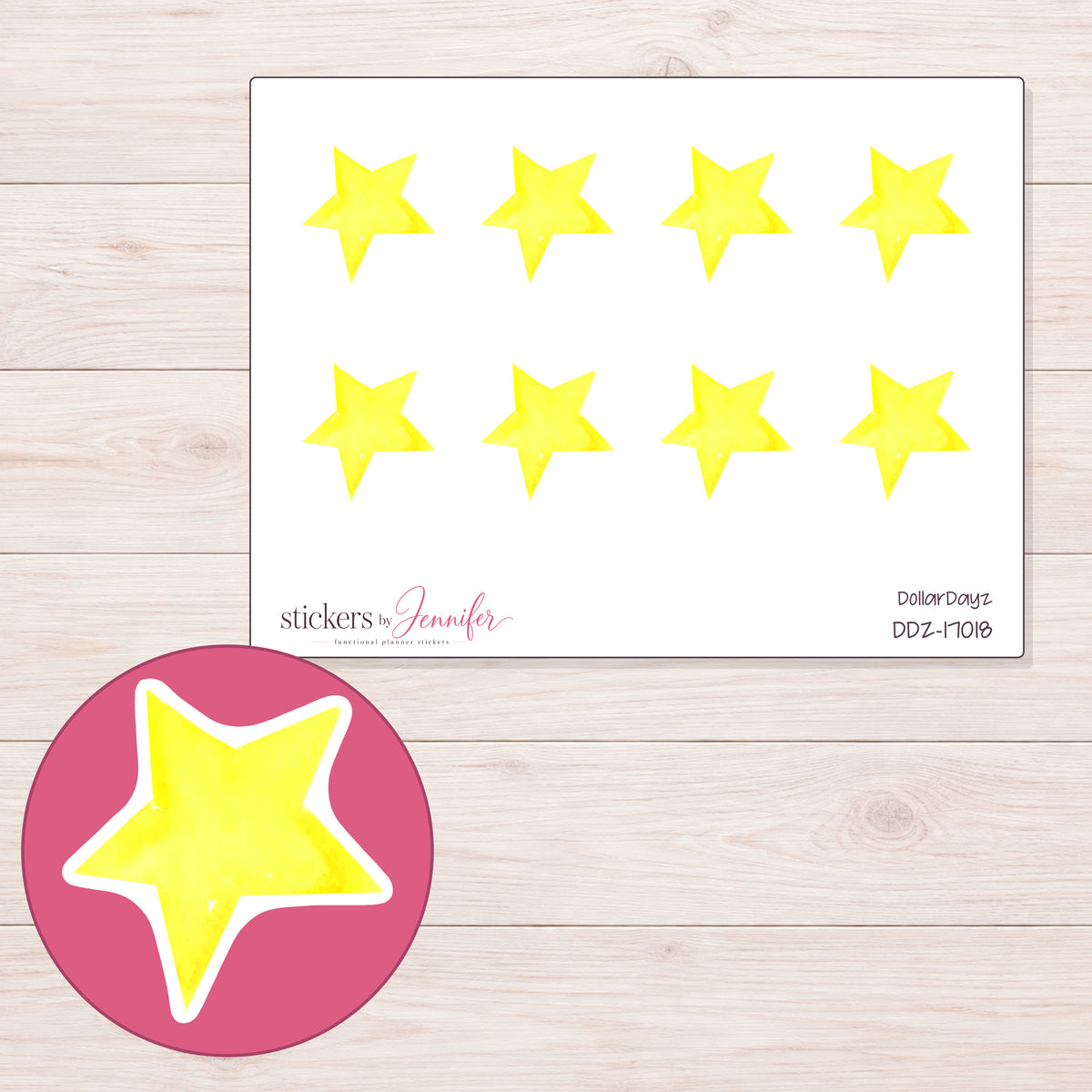 DDZ-17018 planner sticker sheet with enlarged sticker detail