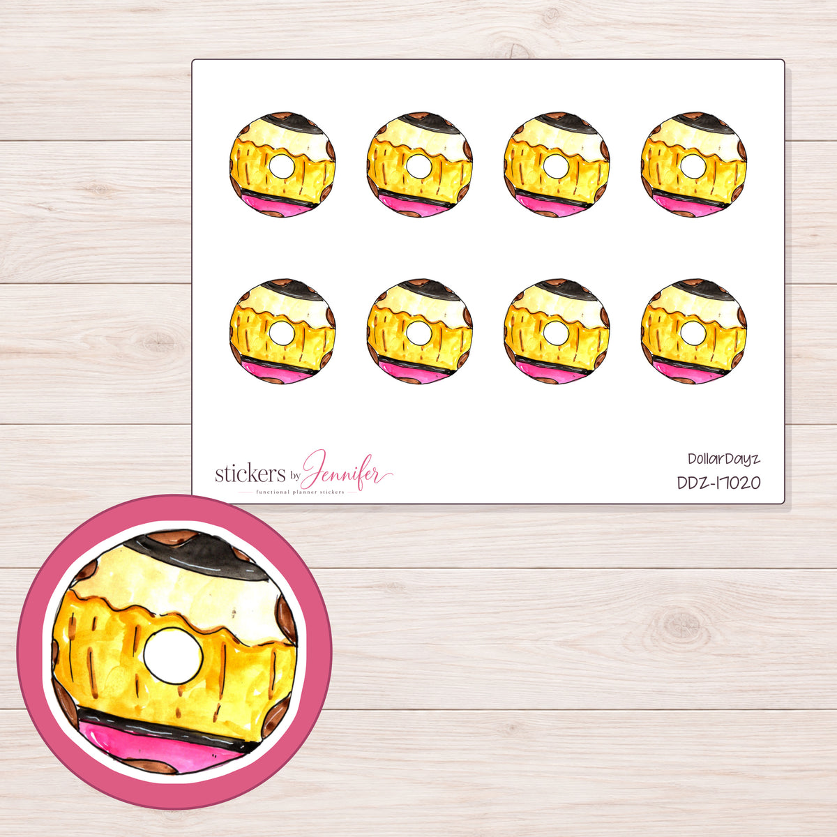 DDZ-17020 planner sticker sheet with enlarged sticker detail