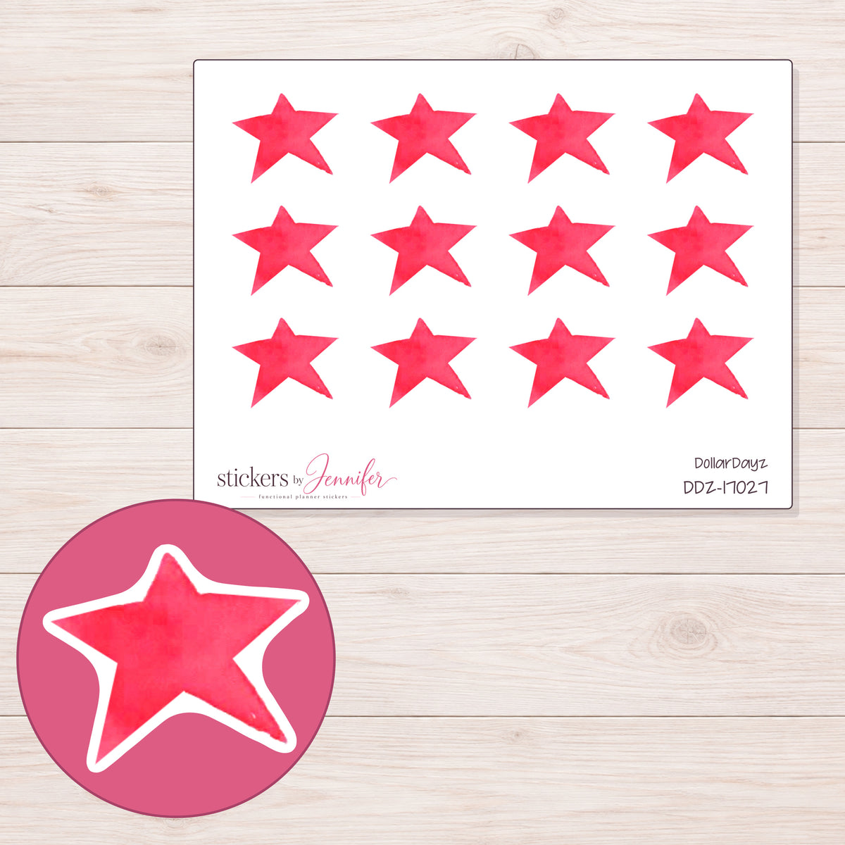 DDZ-17027 planner sticker sheet with enlarged sticker detail