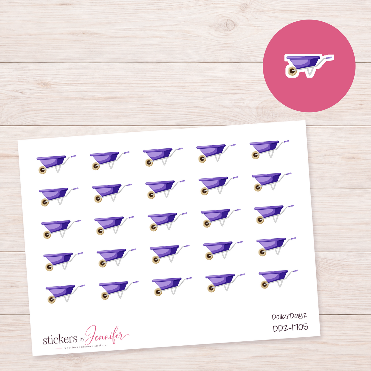 Purple Wheelbarrow Planner Stickers | DDZ-1705